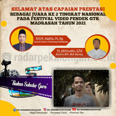 MTs Muhammadiyah Batang Sabet Juara 2 Festival Film Pendek Nasional